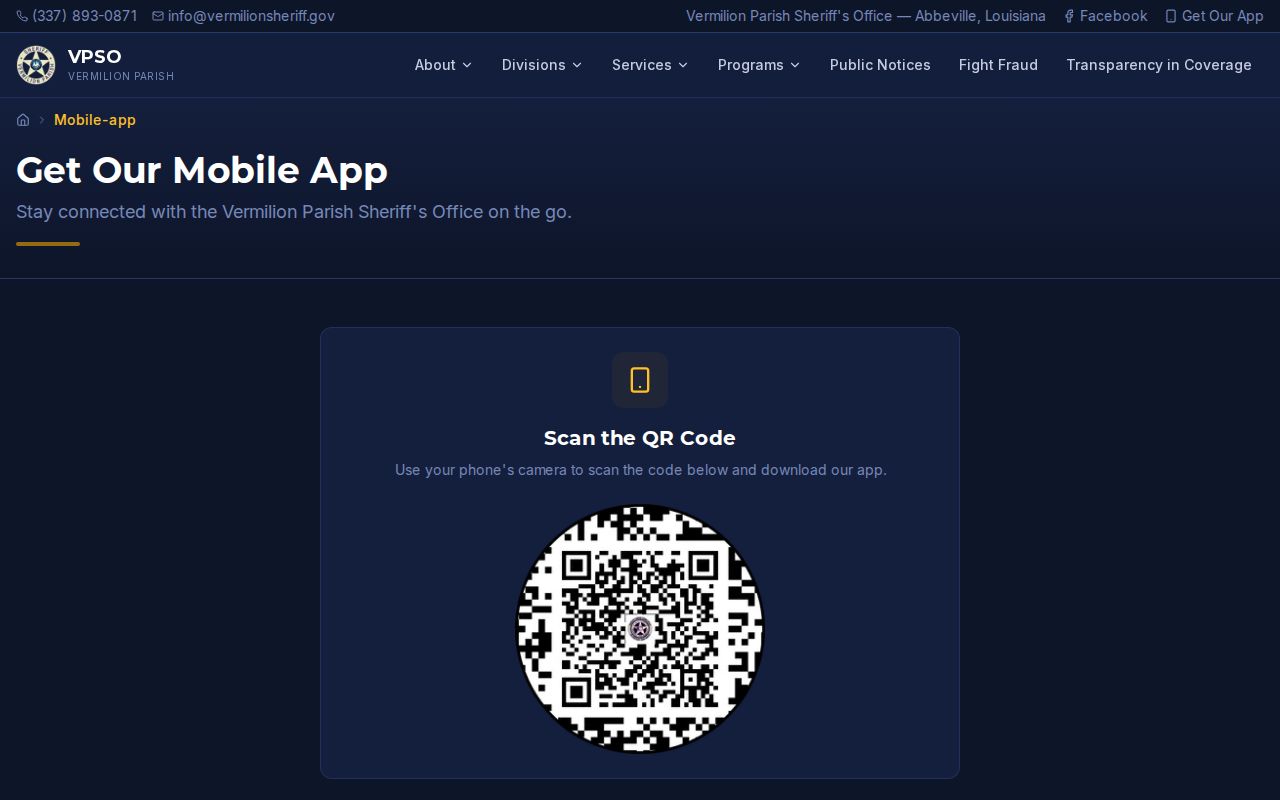 Vermilion Parish Sheriff app information and same-day release limitations