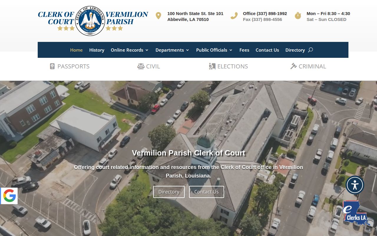 Vermilion Parish Clerk court record source for released inmate verification